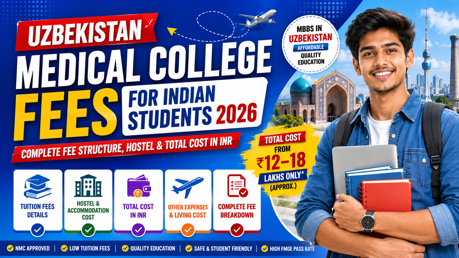 Uzbekistan Medical College Fees for Indian Students 2026: Complete Fee Structure, Hostel & Total Cost in INR